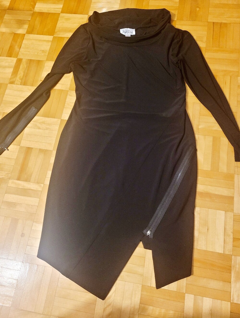 Josep Ribkoff Asymmetric Long Sleeve Dress with Diagonal Zip Detail